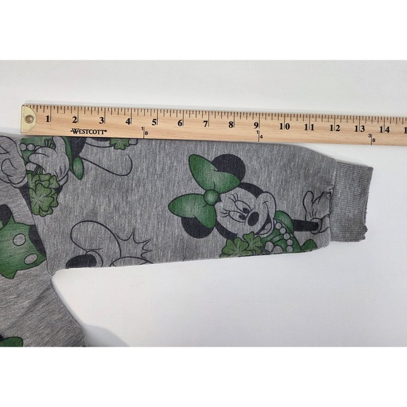 Disney Minnie Mouse Sweatshirt Joggers Kids 5T Grey Lucky Clover St Patricks Day - Picture 8 of 9